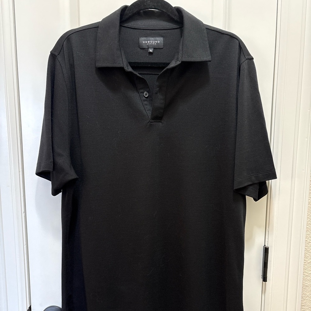 🖤Unbound Merino Black Polo Shirt Men’s XL | Short Sleeve Minimalist Essential 🖤